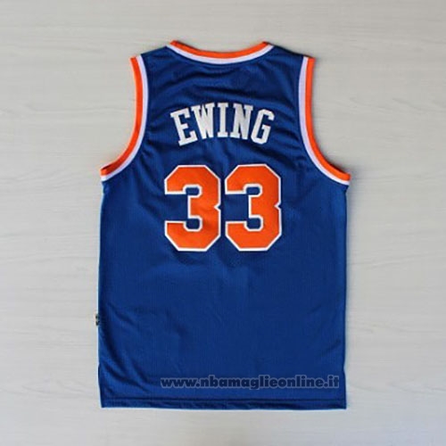 Maglia New York Knicks Patrick Ewing NO 33 Throwback Blu